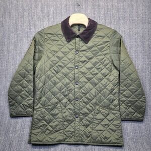 Barbour Olive Quilted Jacket with Brown Collar
